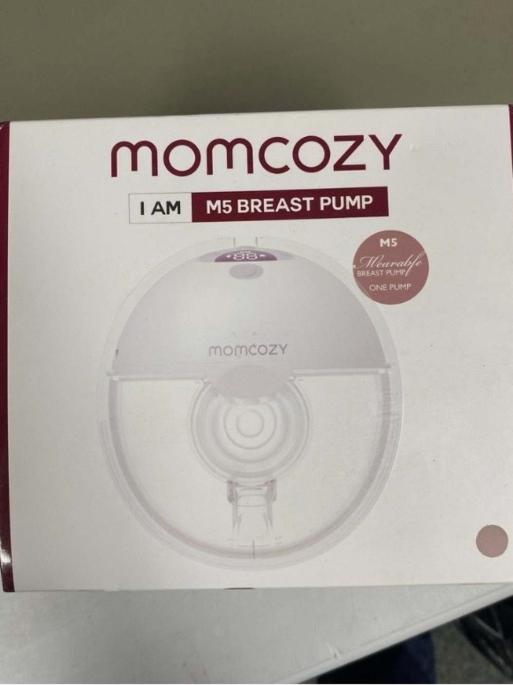 momcozy M5 Breast Pump in White with Rose Accent